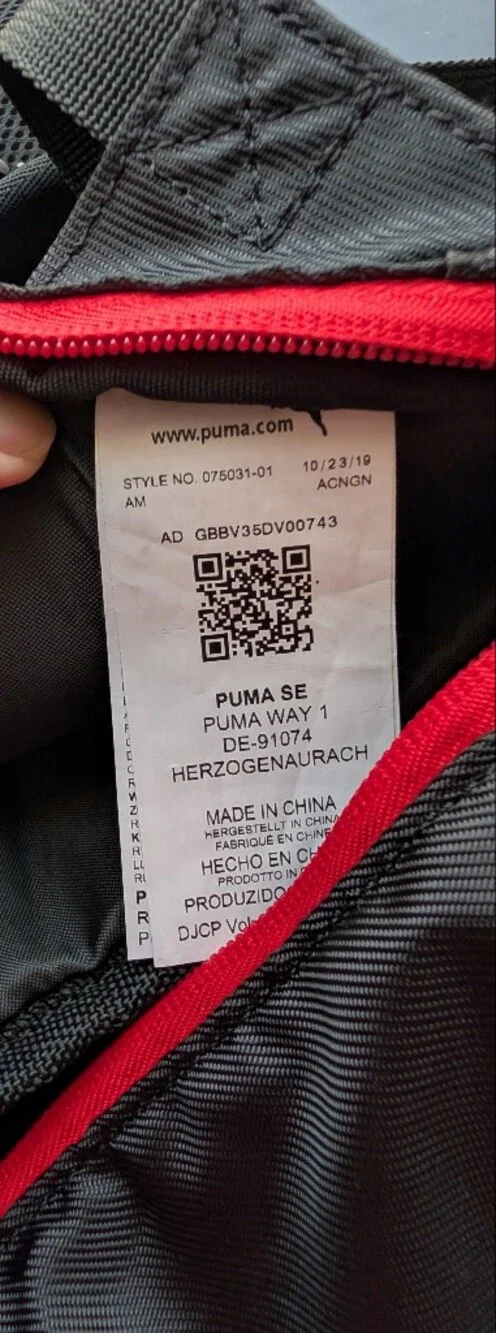 Puma Black Backpack with Drawstring And Red Accent